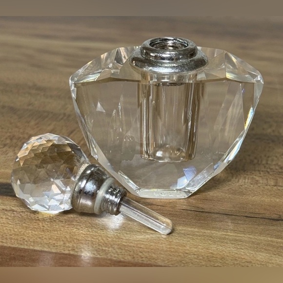 Saks Fifth Ave Crystal Cut Perfume Bottles Lot Of 3 Geometric Facets Signed Rare - Picture 9 of 12